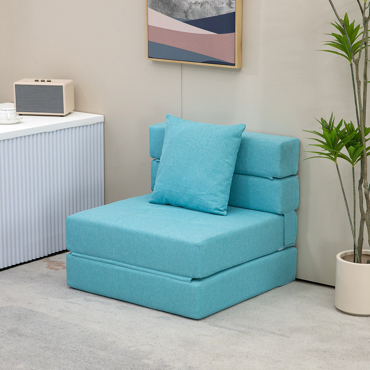 Schlafsessel Relaxsessel G?stebett. abnehmbarer Bezug, 70 cm x 70 cm x 61 cm, Hellblau