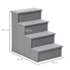 Haustiertreppe, f¨¹r Hunde/Katzen, 4-stufig, Kurzpl¨¹sch, bis 30 kg, 40 x 59 x 54,2 cm, Grau