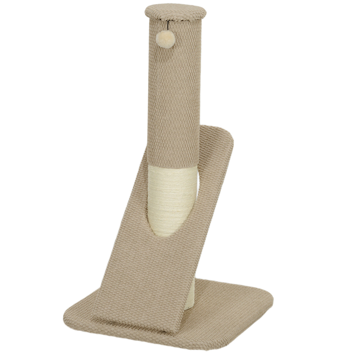 Kratzbaum für Katzen, mit Pad, Säule und Spielball, Teppich und Sisal, 84 cm, Hellbraun
