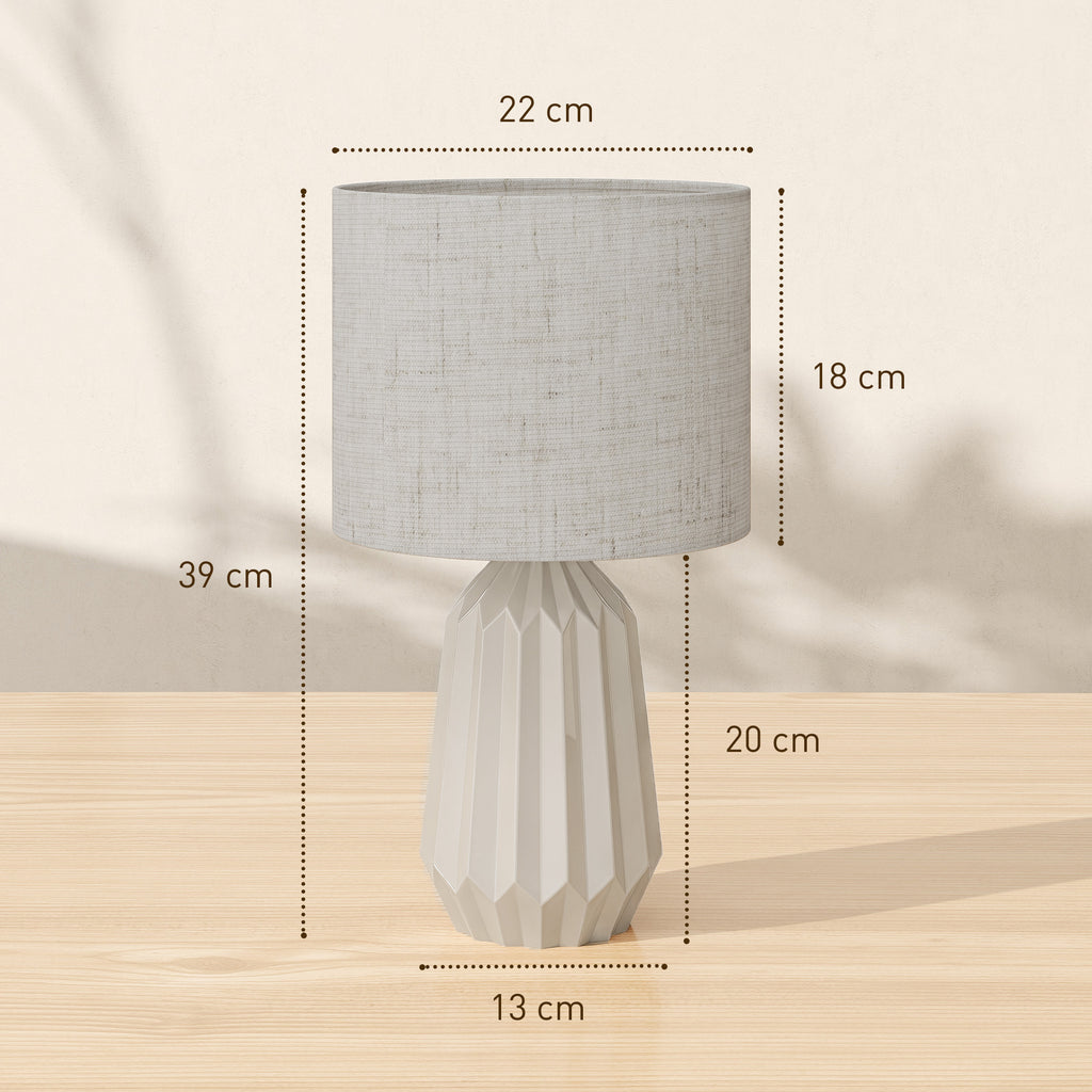 Tischlampe, Tischleuchte, Nachttischlampe mit Leinenschirm, Wippschalter, Schreibtischlampe, 22 x 22 x 39 cm, Beige