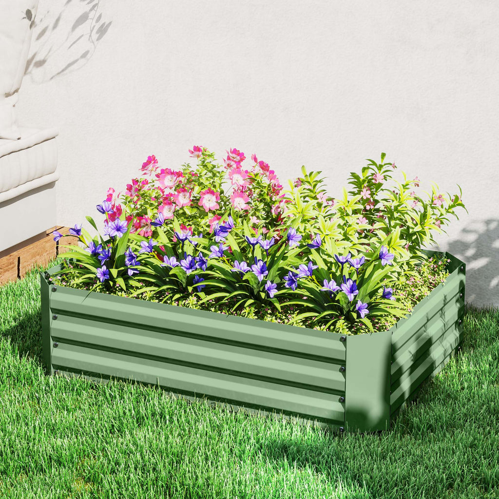 Hochbeet aus verzinktem Stahl, Gartenbeet, Pflanzkasten f¨¹r Garten, Blumenkasten, 120 x 90 x 30 cm, Dunkelgr¨¹n
