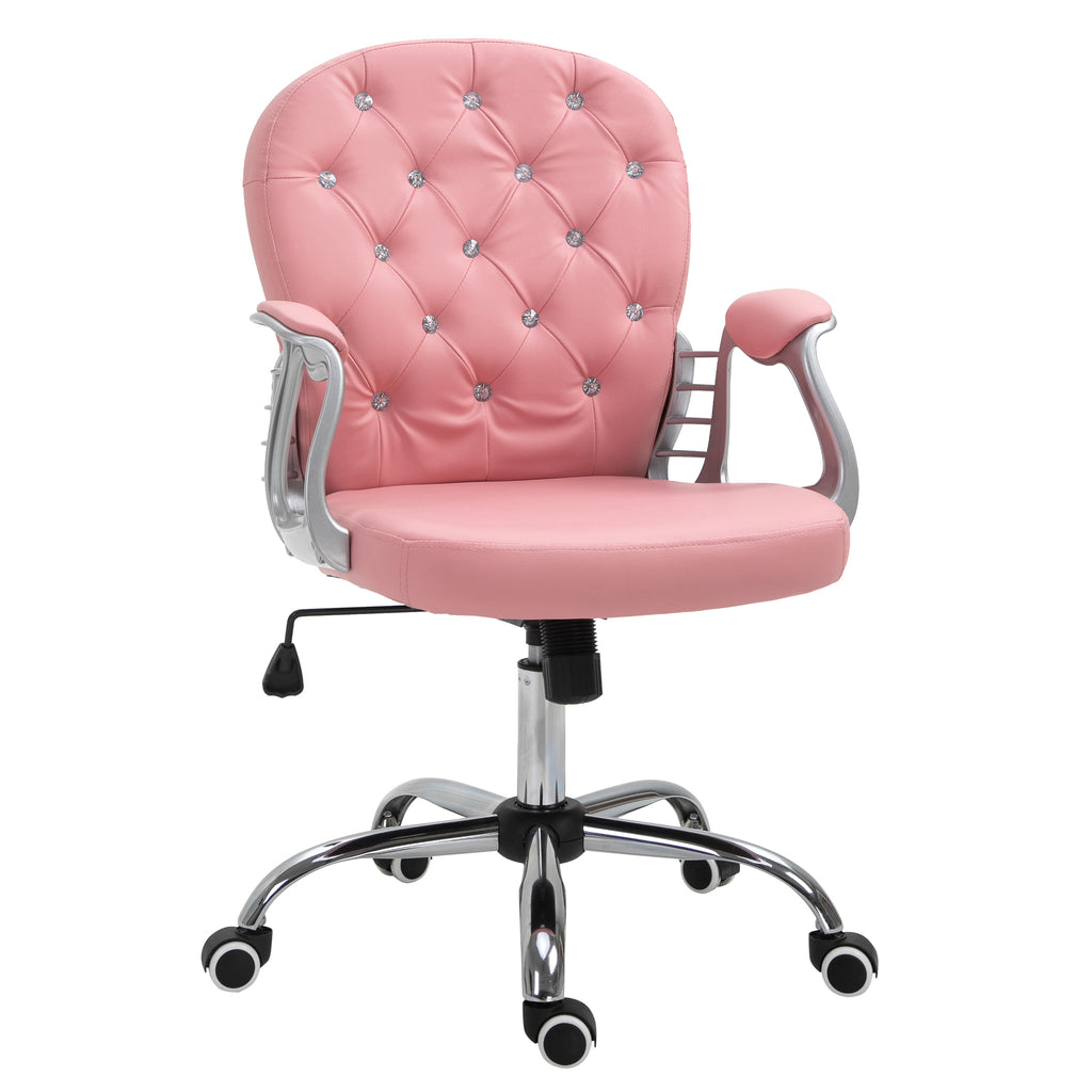 Homeoffice Stuhl Schreibtischstuhl mit Kunstlederoptik h?henverstellbar Drehstuhl Schminkstuhl B¨¹rostuhl bis 120 kg belastbar, f¨¹r Arbeitszimmer, Schlafzimmer Rosa