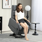 Elektrischer Relaxsessel mit Aufstehhilfe, Fernbedienung, weicher Schaumstoff, Seitentasche, Bezug in Leinenoptik, Grau