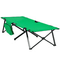  Campingbett Feldbett Klappbett klappbar mit Seitentasche Getränkehalter bis 136 kg belastbar Stahl Oxford Grün+Schwarz 190 x 65 x 40 cm