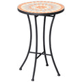 Beistelltisch Gartentisch Ø35,5cm Rund wetterfest im Mesh-Stil Balkontisch mit Mosaik-Muster Metall Campingtisch Kaffeetisch für Wohnzimmer Büro Outdoor Indoor Gelb+Grau