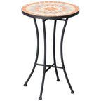 Beistelltisch Gartentisch Ø35,5cm Rund wetterfest im Mesh-Stil Balkontisch mit Mosaik-Muster Metall Campingtisch Kaffeetisch für Wohnzimmer Büro Outdoor Indoor Gelb+Grau