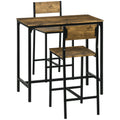 3-teiliges Bar-Set, Stehtisch, 2 Stühle, MDF, Metallrahmen, wasserfest, Braun