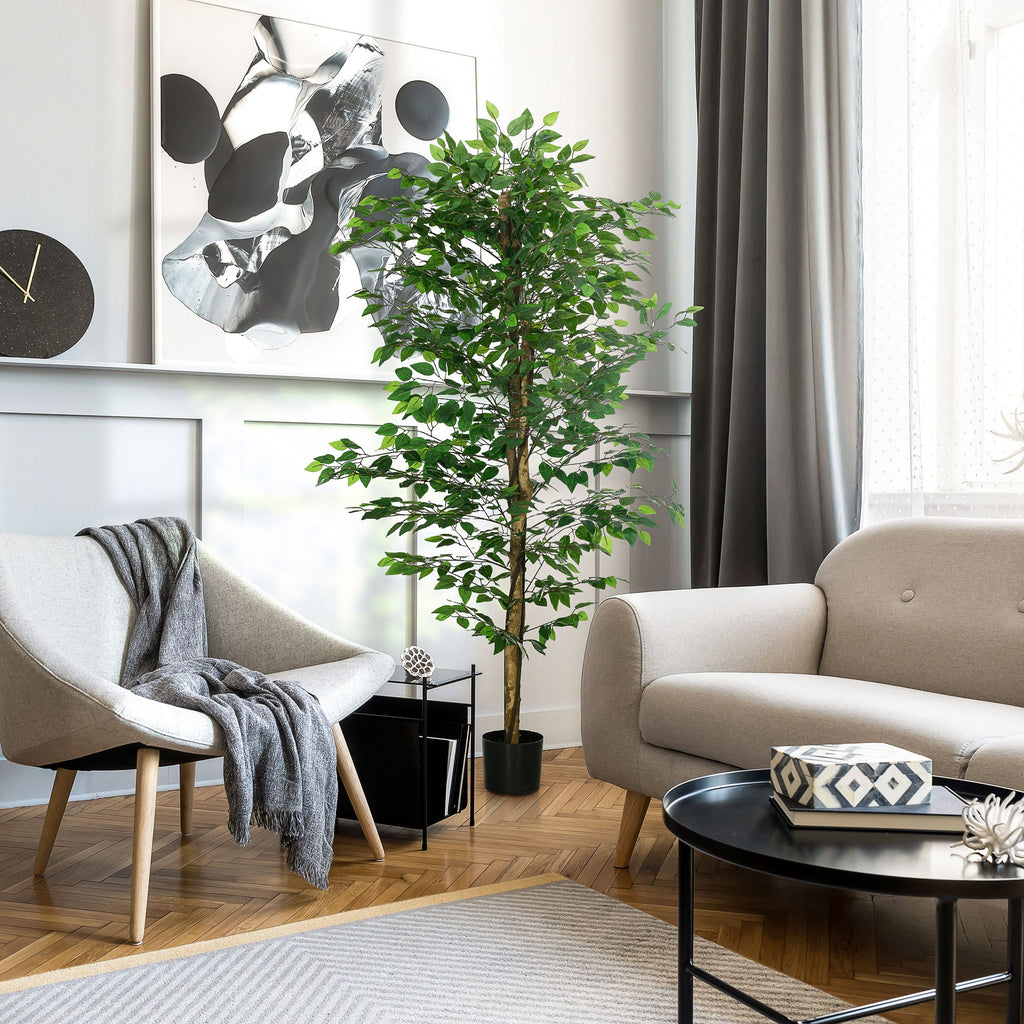K¨¹nstlicher Ficus-Baum, realistisch, pflegeleicht, inkl. Topf, 180 cm hoch, Gr¨¹n