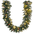 1,8 m künstliche Weihnachtsgirlande mit Lichterkette Blumendekoration Grün