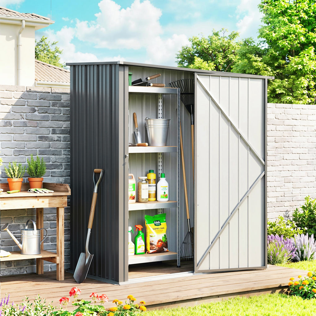 5.3 x 3.1ft Corrugated Steel Garden Shed - Black