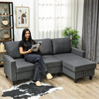 Ecksofa mit Schlaffunktion und Bettkasten L-Form Schlafsofa mit Verwandelbarer Chaiselongue, für Wohnung und Wohnzimmer