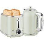 Wasserkocher- und Toaster-Set, LED-Anzeige, 1,7 Liter, 2200W, Retro-Design, Memory-Funktion, Grau