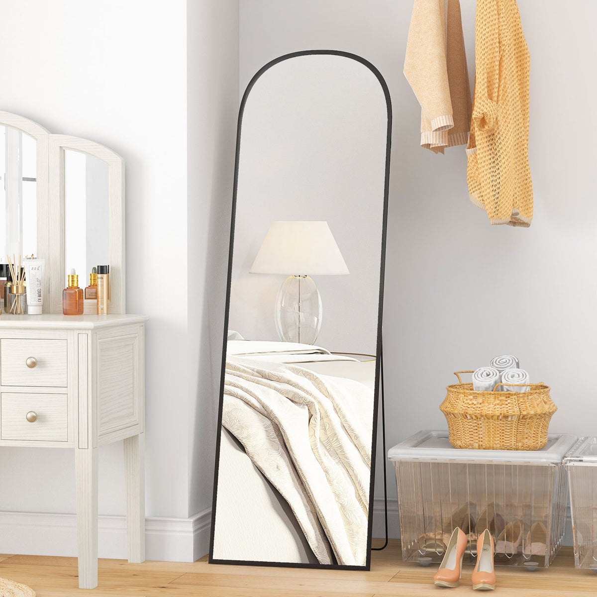 162cm Aluminium Frame Standing Mirror - Black