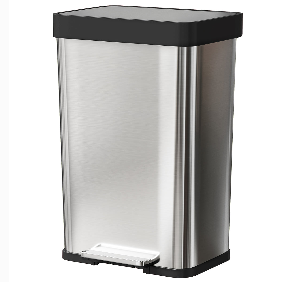 60 L M¨¹lleimer mit Fu?pedal, Edelstahl-Abfalleimer mit sanft schlie?endem Deckel, Silberfarben