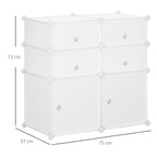 Schuhschrank, Regal mit Aufbewahrungsboxen, Kleiderschrank, Kunststoff, Stahl, Wei?, 75 x 37 x 73 cm
