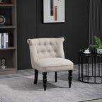 Sessel Wohnzimmer Loungesessel Vintage Relaxsessel mit Holzbeine Lesesessel mit Leinenoptik, Polstersessel für Schlafzimmer Beige