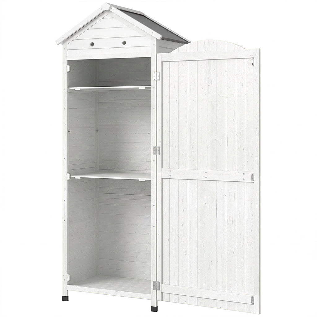 Gartenschrank Holz extra hohe Geräteschuppen mit verstellbar Ablage magnetisch Tür galvanisiert Dach Belüftung