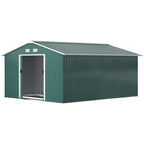 12.5 x 11.1ft Steel Sliding Door Storage Shed - Green