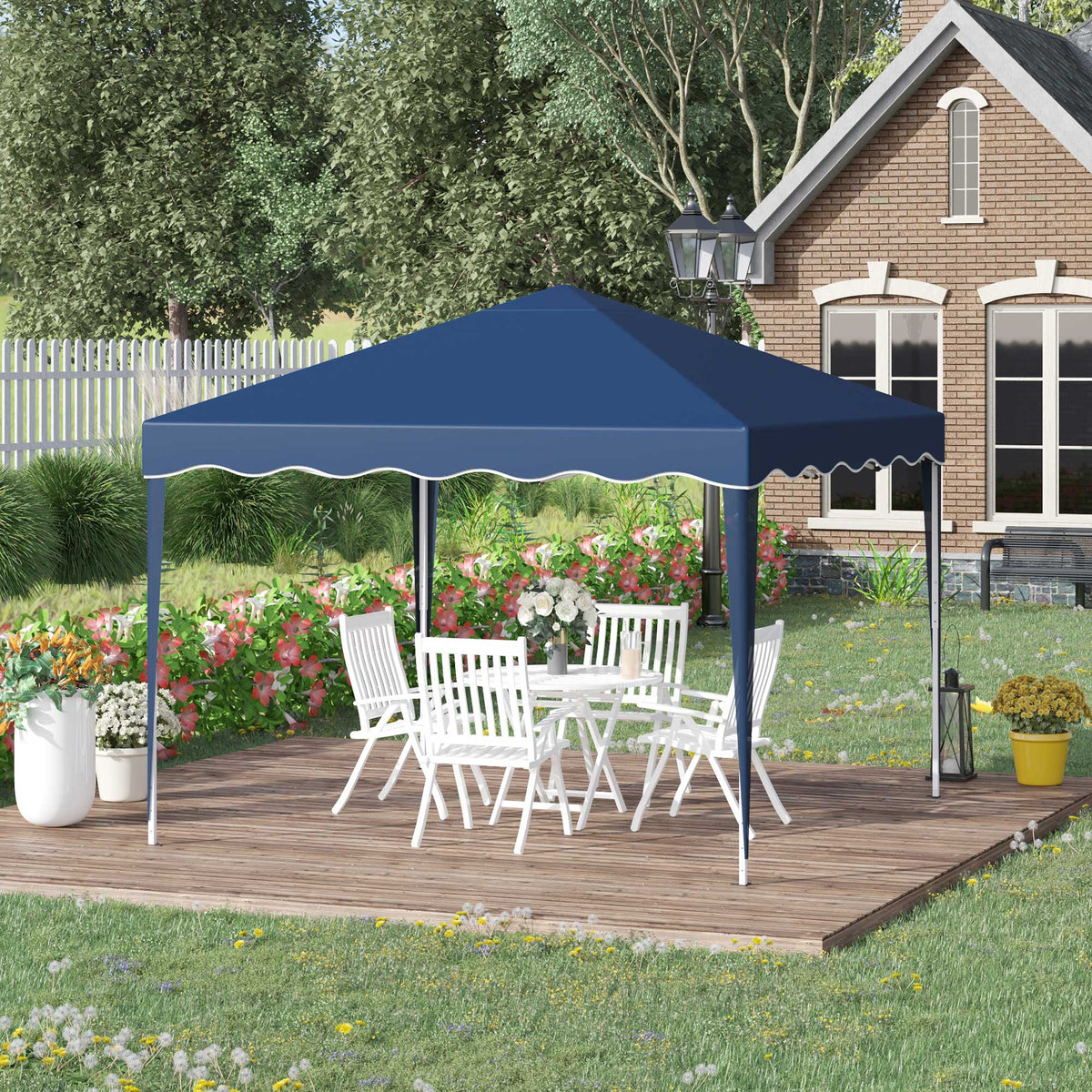  Faltpavillon Pavillon 3 x 3 m Gartenpavillon faltbar Partyzelt h?henverstellbar Gartenzelt mit Transporttasche UV-Schutz Stahl Oxford Blau