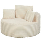 Sessel mit tiefer Sitzfläche, Einzelsofa ohne festen Rahmen, Vollschaum-Design, 4 Kissen, Cremeweiß