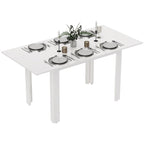 Ausziehbarer Esstisch, 120-160 x 70 cm, verstellbarer Küchentisch für 4-6 Personen, MDF, Hochglanzweiß