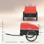 Fahrradanhänger 170 Liter Fahrrad Lastenanhänger mit Kupplung Abdeckplane 51 cm Schnellspannend Luftreifen bis 40 kg