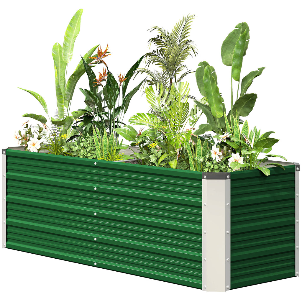 Metall-Hochbeet, 2 separate Pflanzbereiche, offener Boden, einfacher Aufbau, 125 x 47 x 44cm, Gr¨¹n