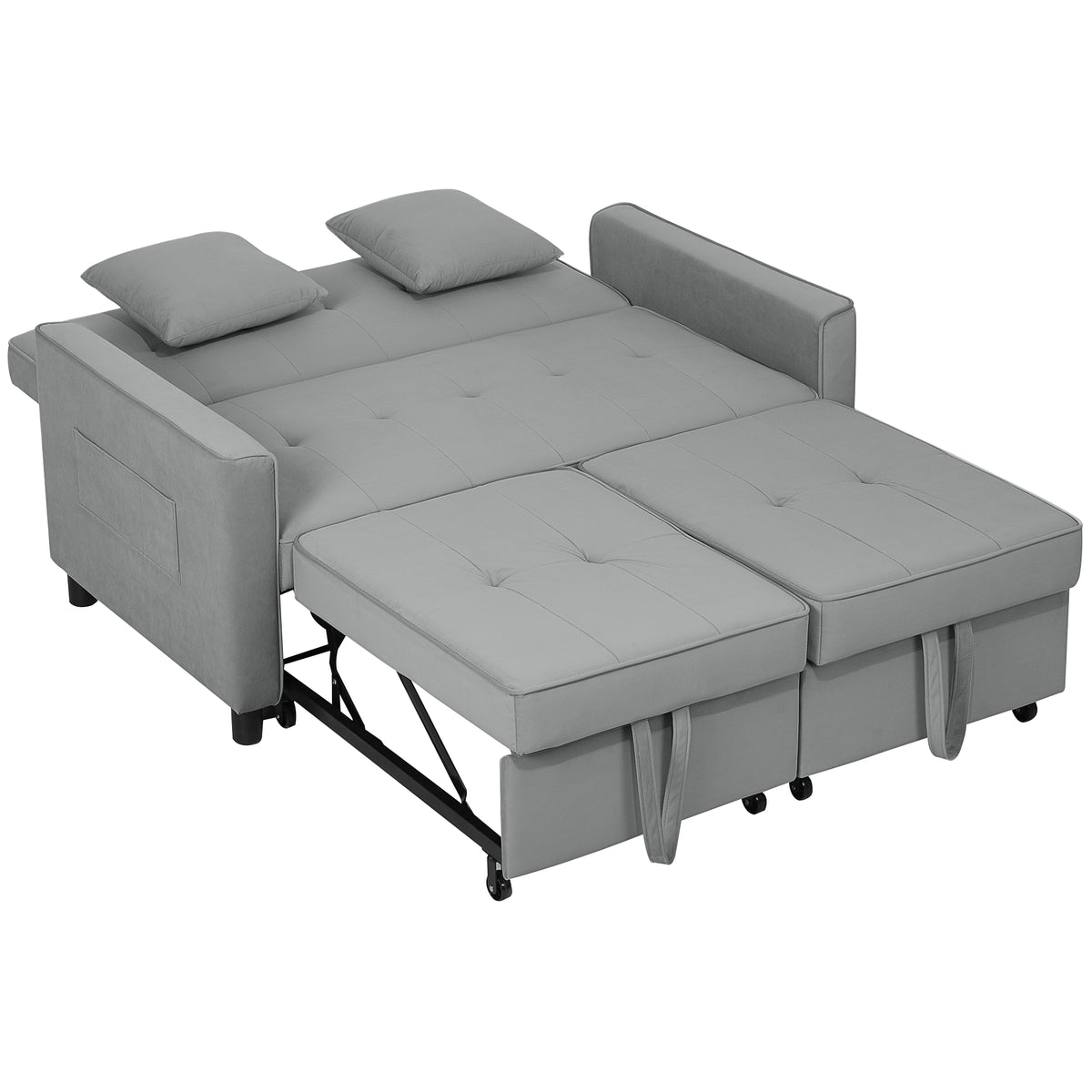 4-in-1 Sofa, Verstellbare Couch, Sofabett, mit Kissen, Stoffbezug, f¨¹r Wohnzimmer, Schlafzimmer, Grau