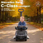 2 in 1 Baby Ride on Push Car Mercedes-Benz C-Class Licensed Walker Foot to Floor Push-Along with Removable Handle, Black