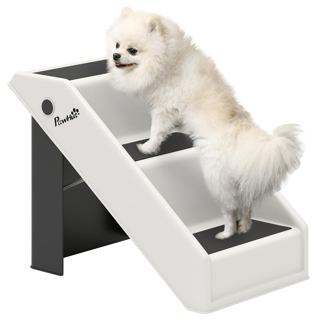 Hundetreppe 3 Stufen 36,5 cm Hoch Haustiertreppe f¨¹r Kleine Hunde klappbar f¨¹r Bett, Sofa, Couch Auto Cremewei?