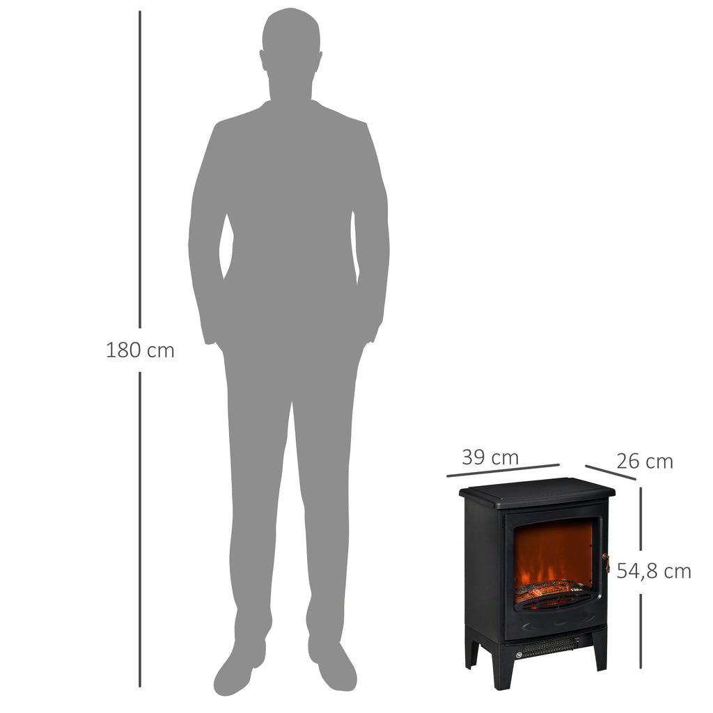 LED Elektrokamin Standkamin mit Flammeneffekt 900/1800W Schwarz