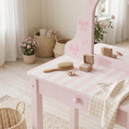 Kinder Schminktisch Set 2 in 1 mit Hocker für Mädchen 3-6 Rosa