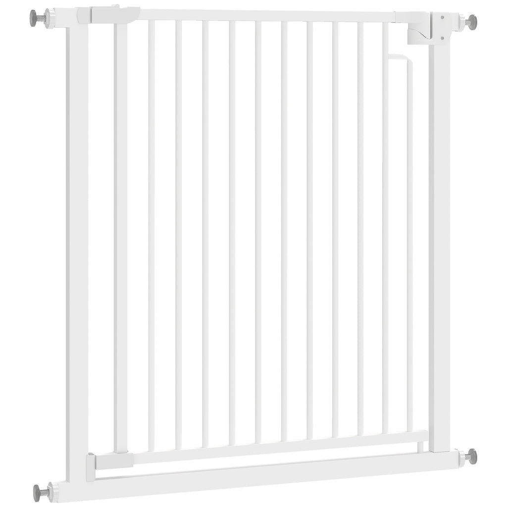 Treppenschutzgitter Absperrgitter ohne Bohren mit automatische Schließung für Kinder Küche Treppe 76-80 x 76 cm Weiß