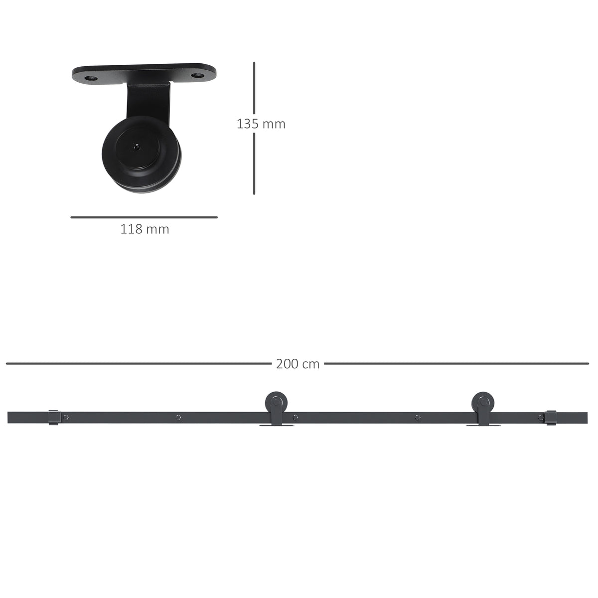 Schiebet¨¹r-Kit, Kohlenstoffstahl, Installations-Set ohne T¨¹r, platzsparend, Schwarz