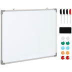 Whiteboard, Magnettafel, Notiztafel, inklusive Zubehör, 4 Stifte, 1 Schwamm, 10 Magnete, Weiß + Silber