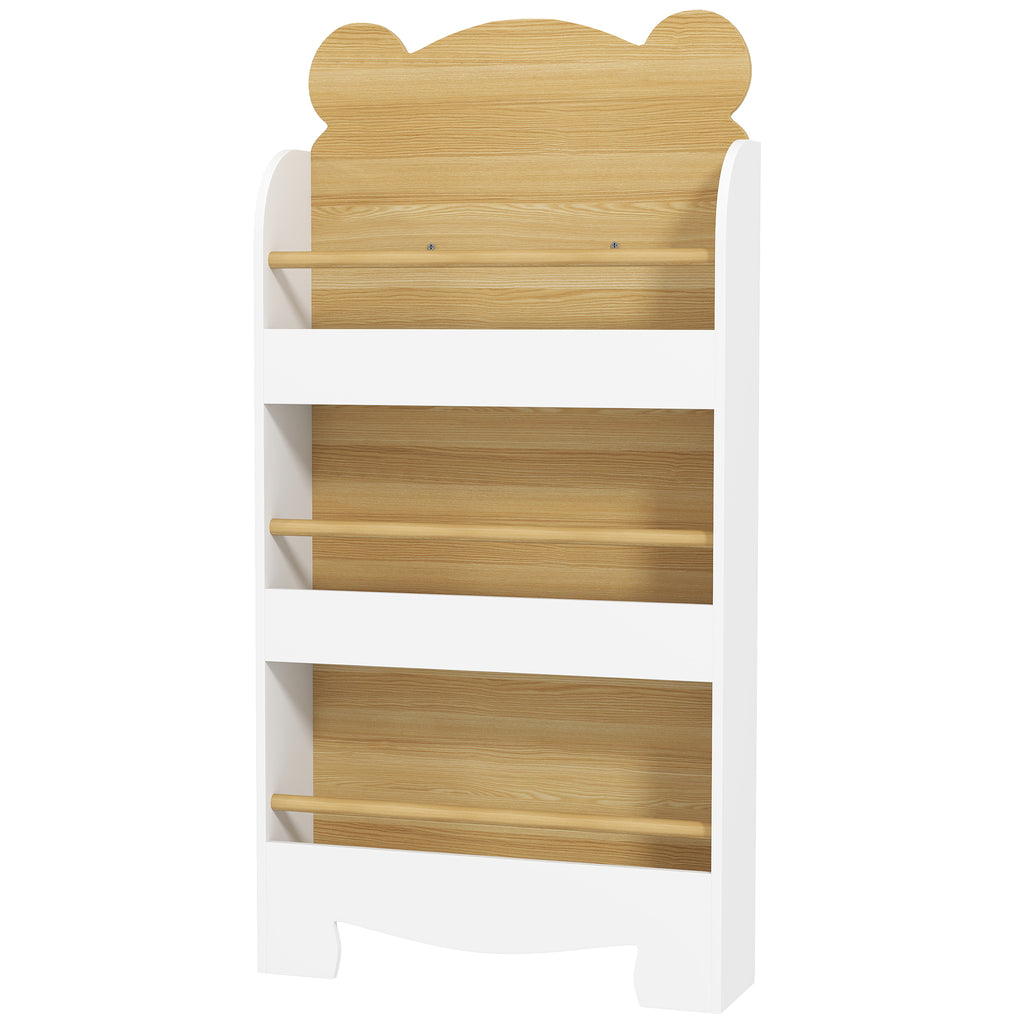 Bücherregal für Kinder Kinderregal mit 3 Ablagen Aufbewahrungsregal aus Holz 55x15x110cm Naturholz