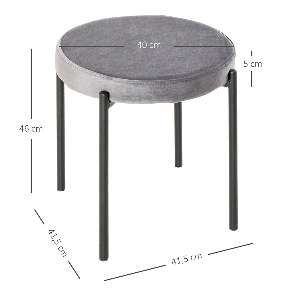 Esszimmerhocker 4er Set Stapelhocker Hocker aus Metall mit Samtoptik Küchenhocker Polsterhocker für Esszimmer Wohnzimmer Grau