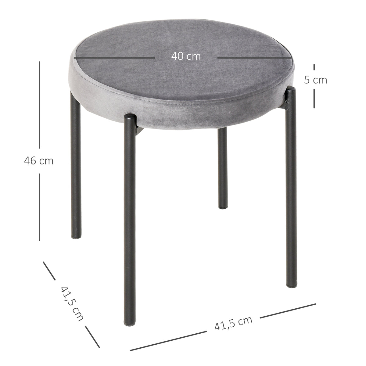 Esszimmerhocker 4er Set Stapelhocker Hocker aus Metall mit Samtoptik Küchenhocker Polsterhocker für Esszimmer Wohnzimmer Grau