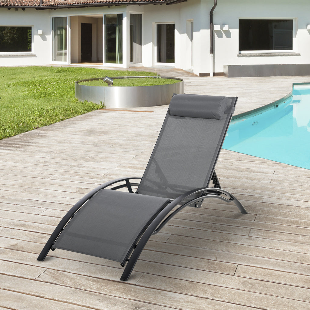 Gartenliege, Sonnenliege, verstellbare R¨¹ckenlehne, Aluminium, Grau