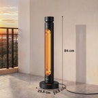 Infrarot Heizstrahler 2000W Carbonfaser oszillierender Standheizstrahler mit Fernbedienung 8 Heizstufen Schutzhülle