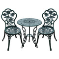 Bistroset Gartenset für 2 Personen Balkonmöbel Set Gussaluminium Antik Grün