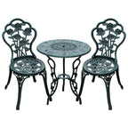 Bistroset Gartenset für 2 Personen Balkonmöbel Set Gussaluminium Antik Grün