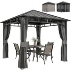 Pavillon 3 x 3 m Wasserdicht Stabil Winterfest Gartenpavillon mit Seitenteile, Netze, Haken Hardtop Dunkelgrau