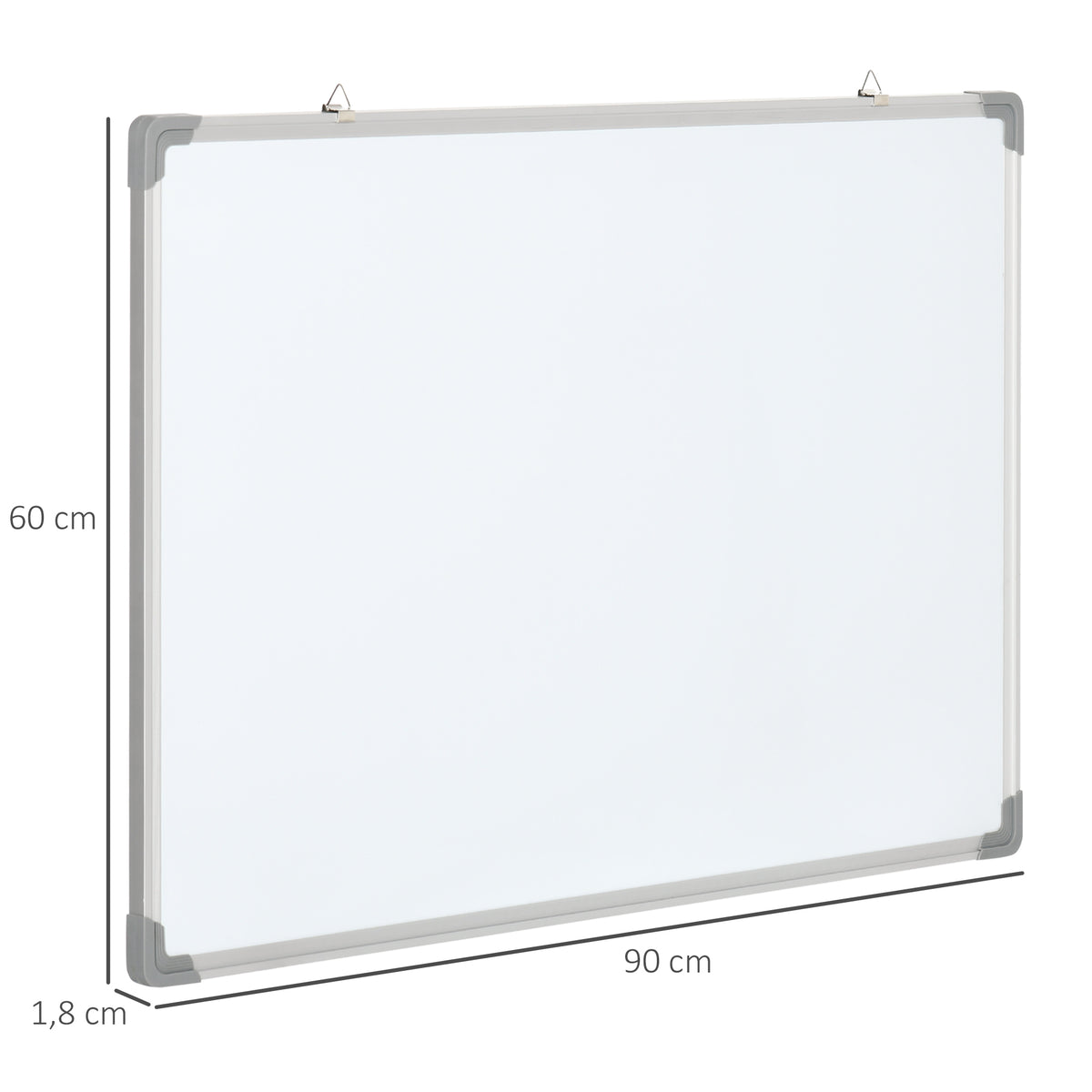 Whiteboard, Magnettafel, Notiztafel, inklusive Zubehör, 4 Stifte, 1 Schwamm, 10 Magnete, Weiß + Silber
