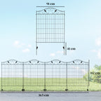 Decorative Garden Fence, 4 Panels 365cm(L) x 112cm(H) Metal Wire Garden Fencing Panels Landscape Border Edging