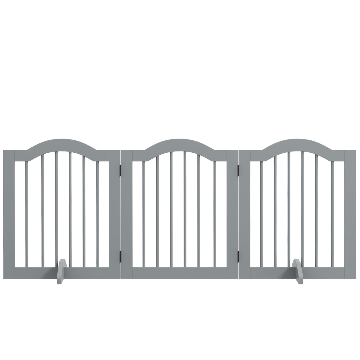 3 Panels Dog Gate w/ Support Feet Fence Safety Barrier Freestanding Wood Light Grey