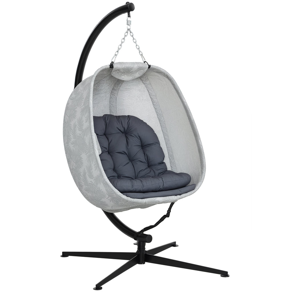 Eiförmiger Hängesessel für den Außenbereich, Hängeschaukel mit Gestell, Sitzpolstern Indoor Outdoor