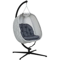 Eiförmiger Hängesessel für den Außenbereich, Hängeschaukel mit Gestell, Sitzpolstern Indoor Outdoor