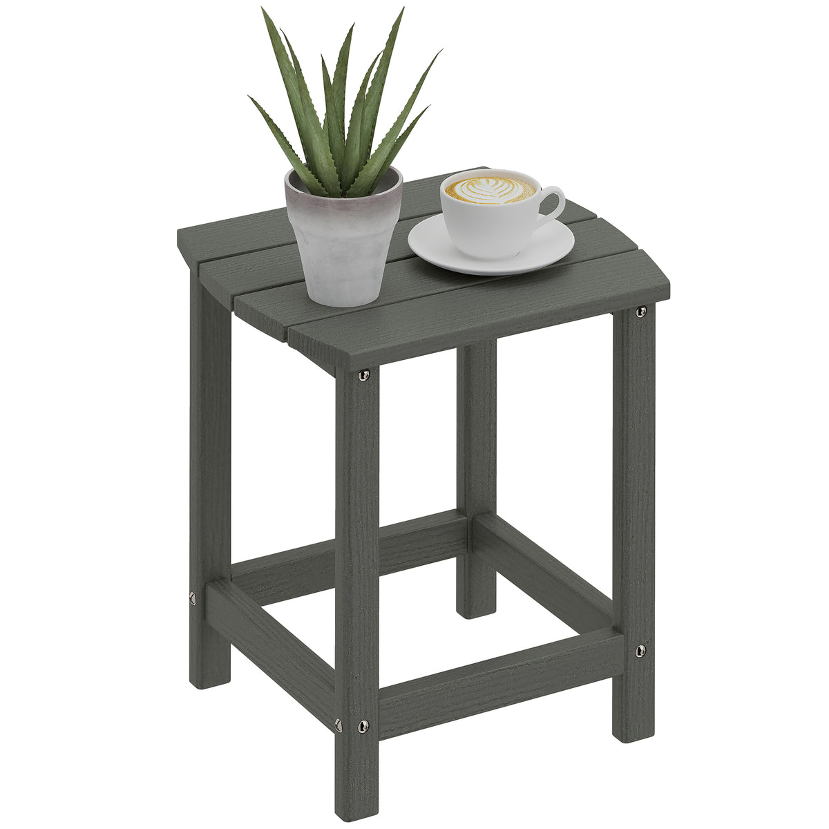 Outdoor Side Table, Garden Coffee Table, All-Weather Adirondack Side Table for Garden, Beach, Indoor Outdoor, Grey