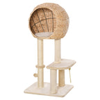 Cat Tree for Indoor Cats 100cm Kitten Climbing Tower Activity Center with Sisal Scratching Post Condo Perch Hanging Balls Teasing Rope Toy Cushion